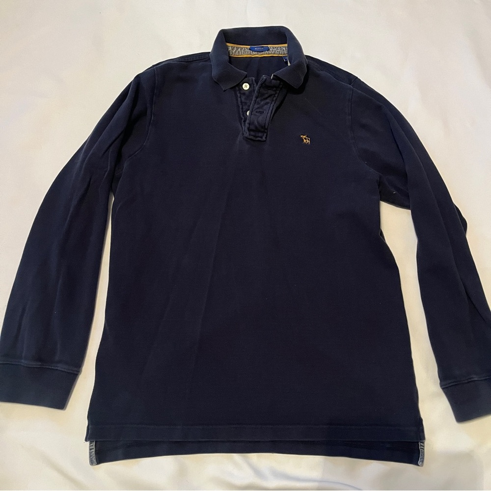 Abercrombie & Fitch Dark Blue Long Sleeve Polo